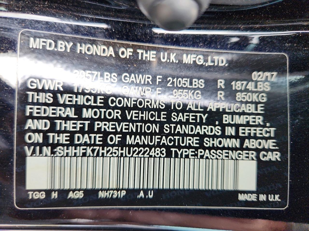 2017 HONDA CIVIC