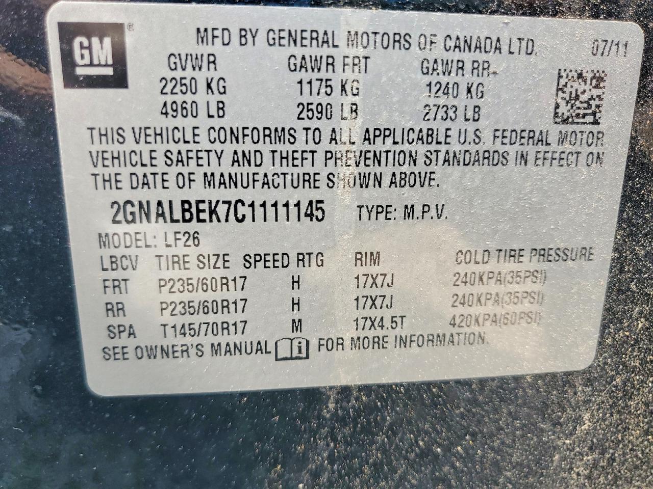 2012 CHEVROLET EQUINOX