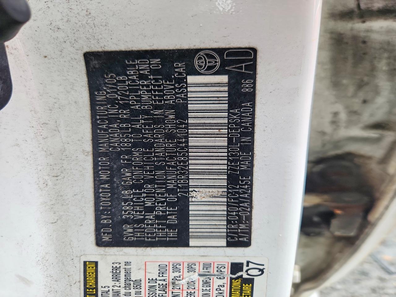 2005 TOYOTA COROLLA