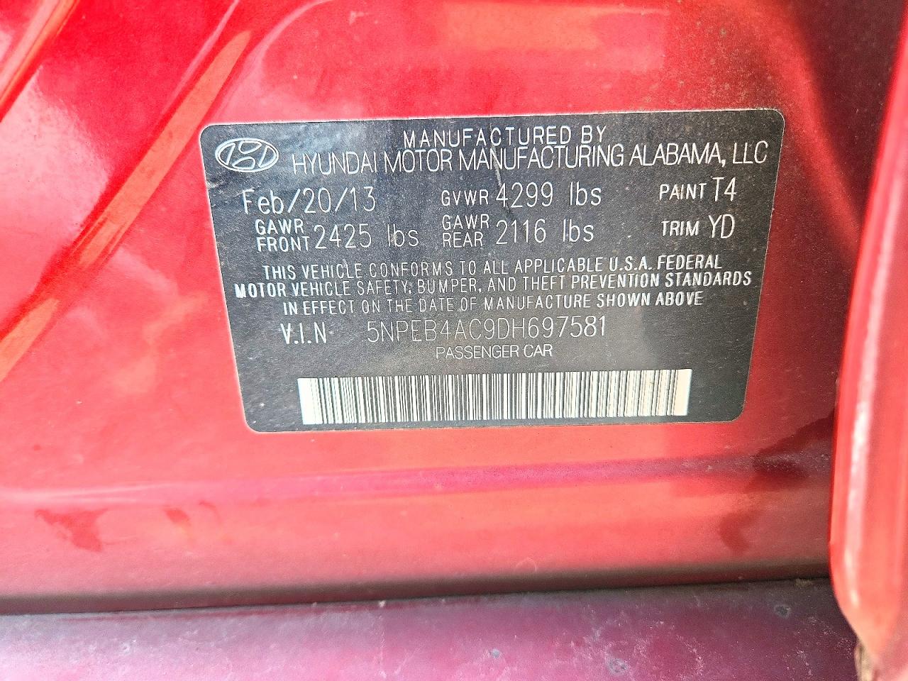 2013 HYUNDAI SONATA