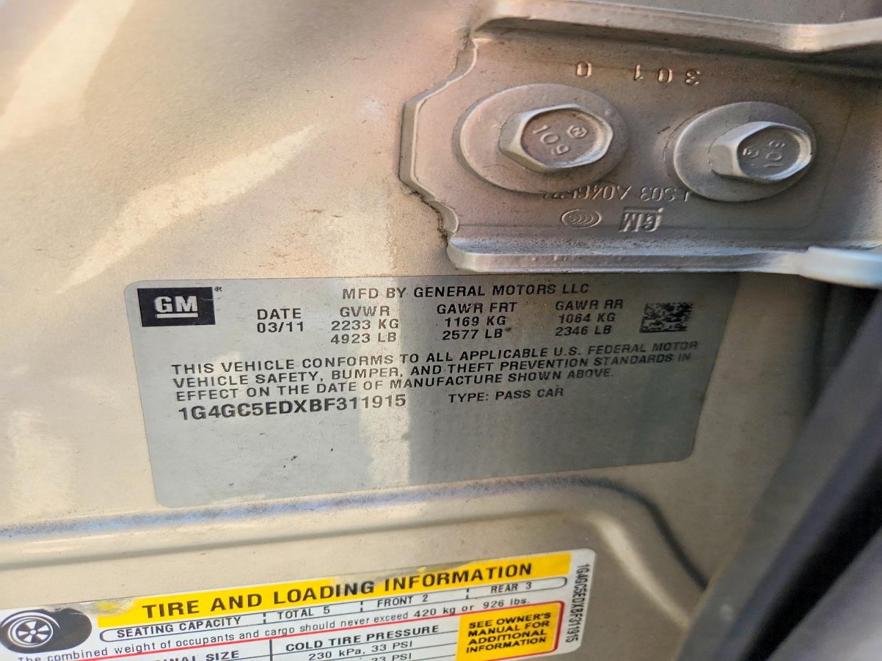 2011 BUICK LACROSSE