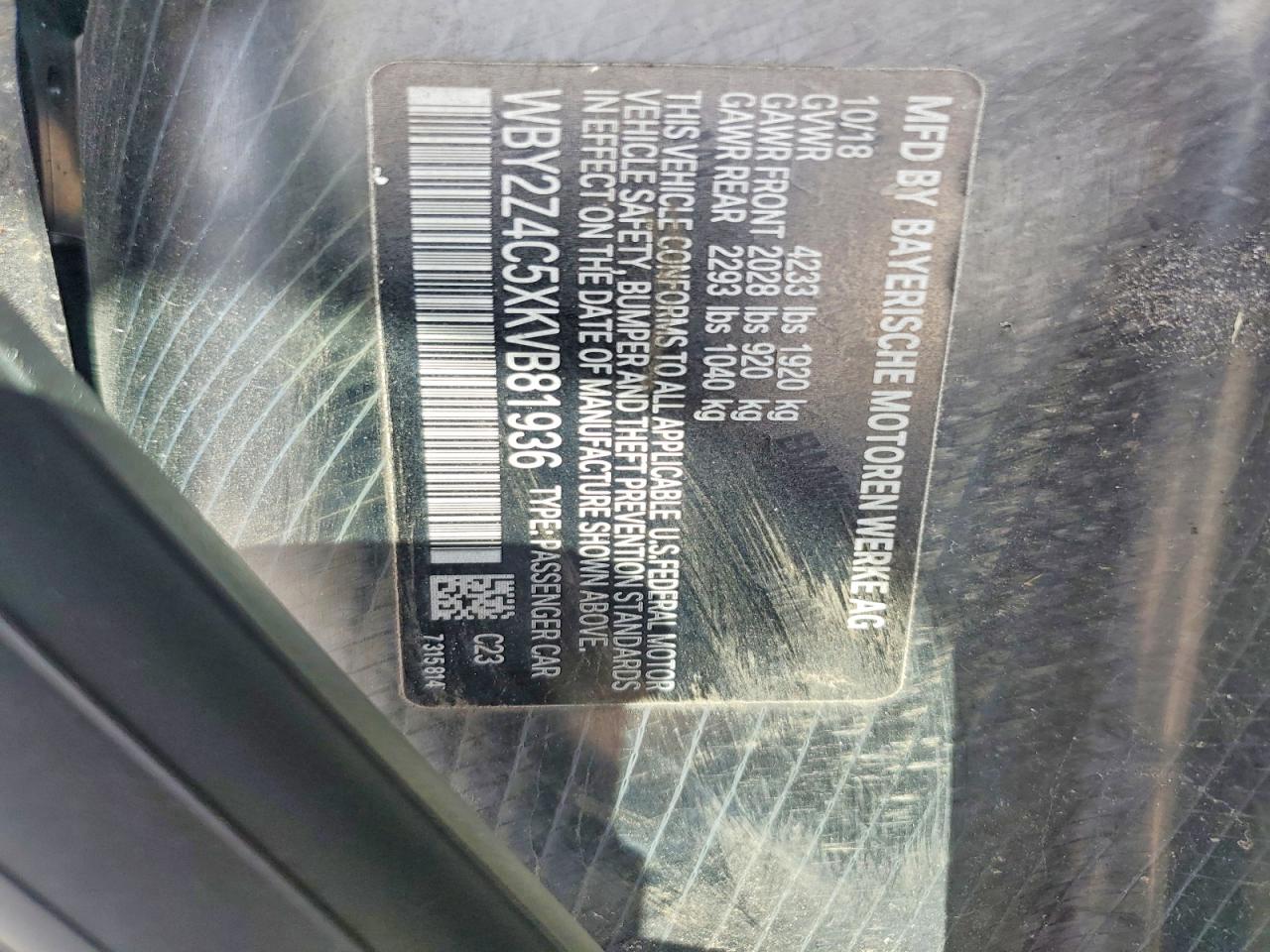 2019 BMW I SERIES