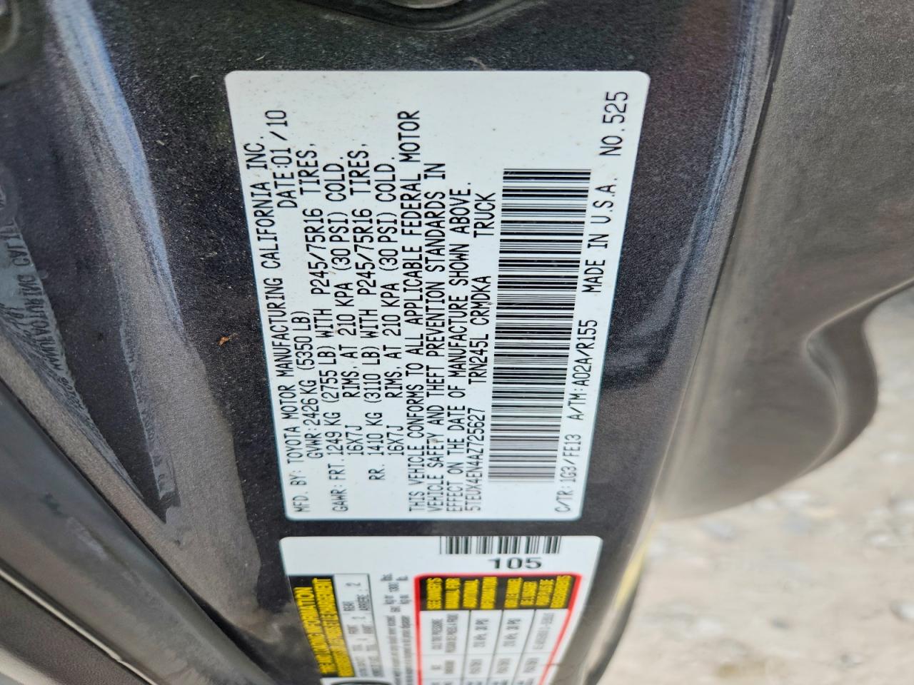 2010 TOYOTA TACOMA