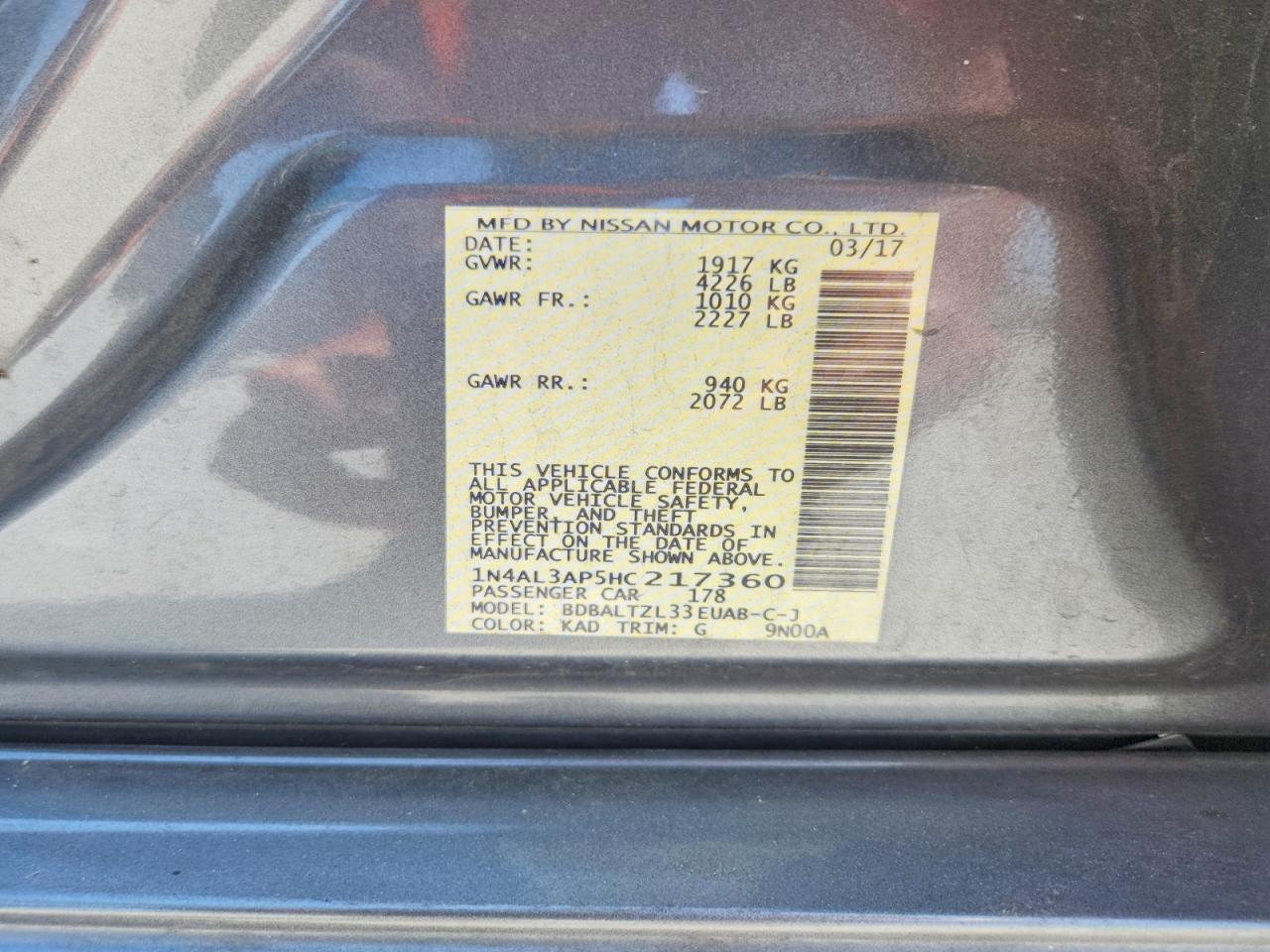 2017 NISSAN ALTIMA