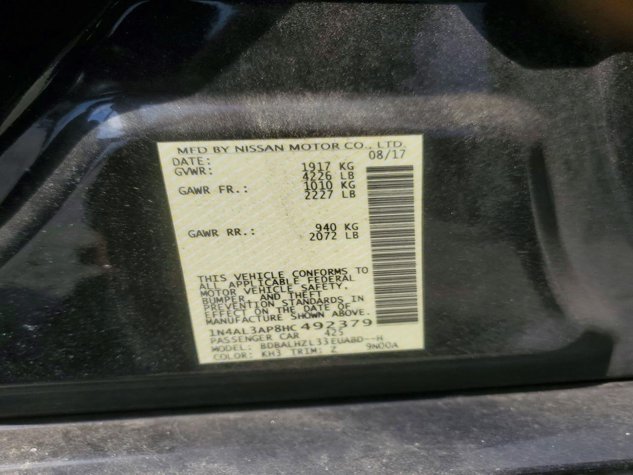 2017 NISSAN ALTIMA