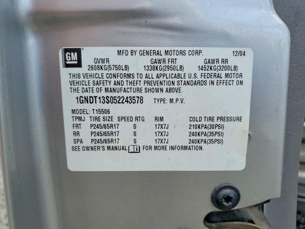 2005 CHEVROLET TRAILBLZR