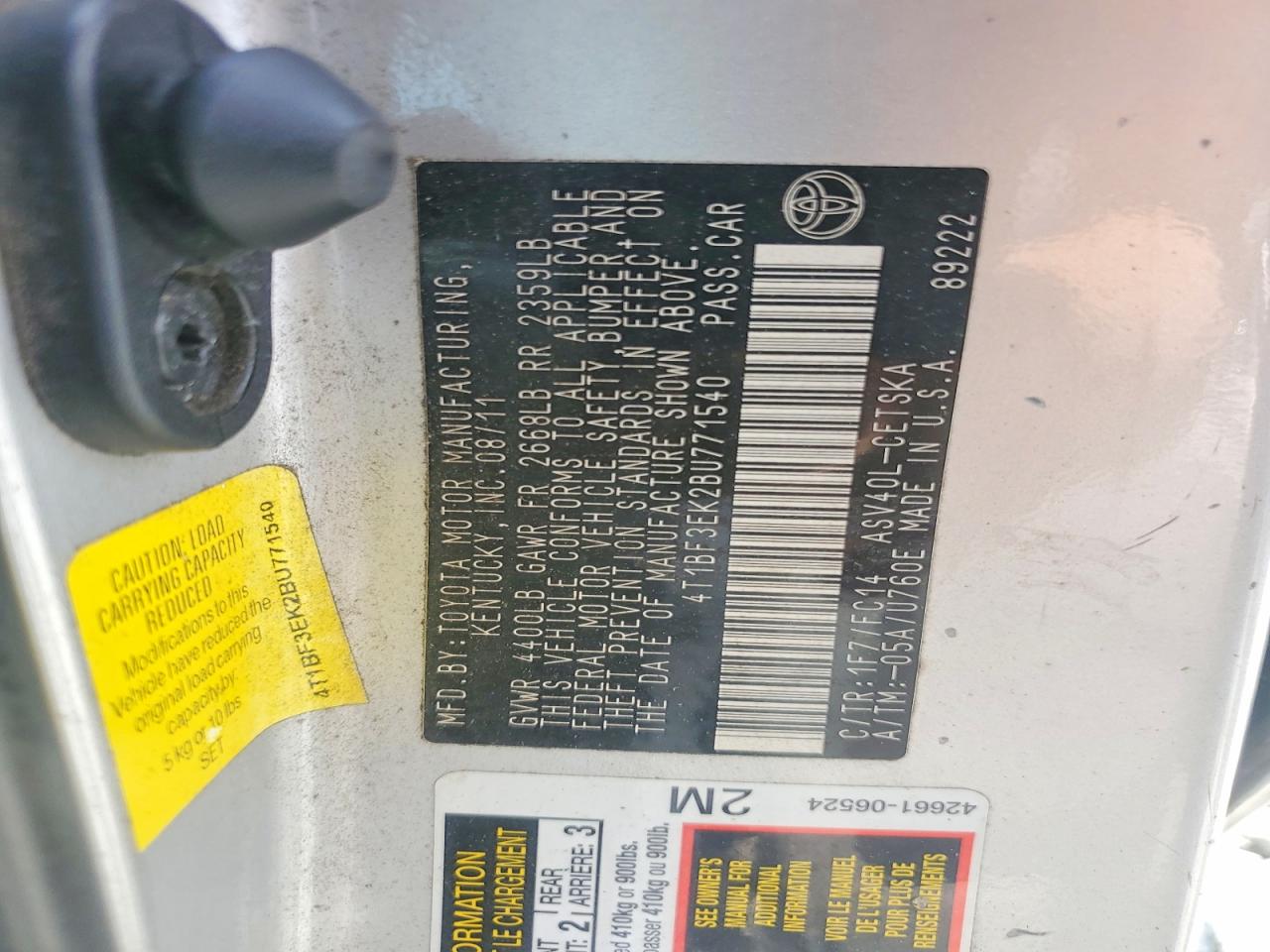 2011 TOYOTA CAMRY