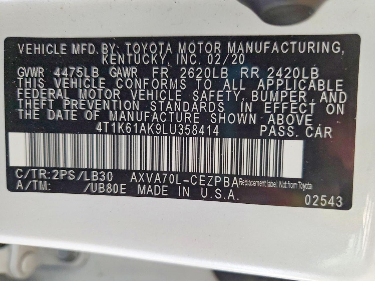 2020 TOYOTA CAMRY