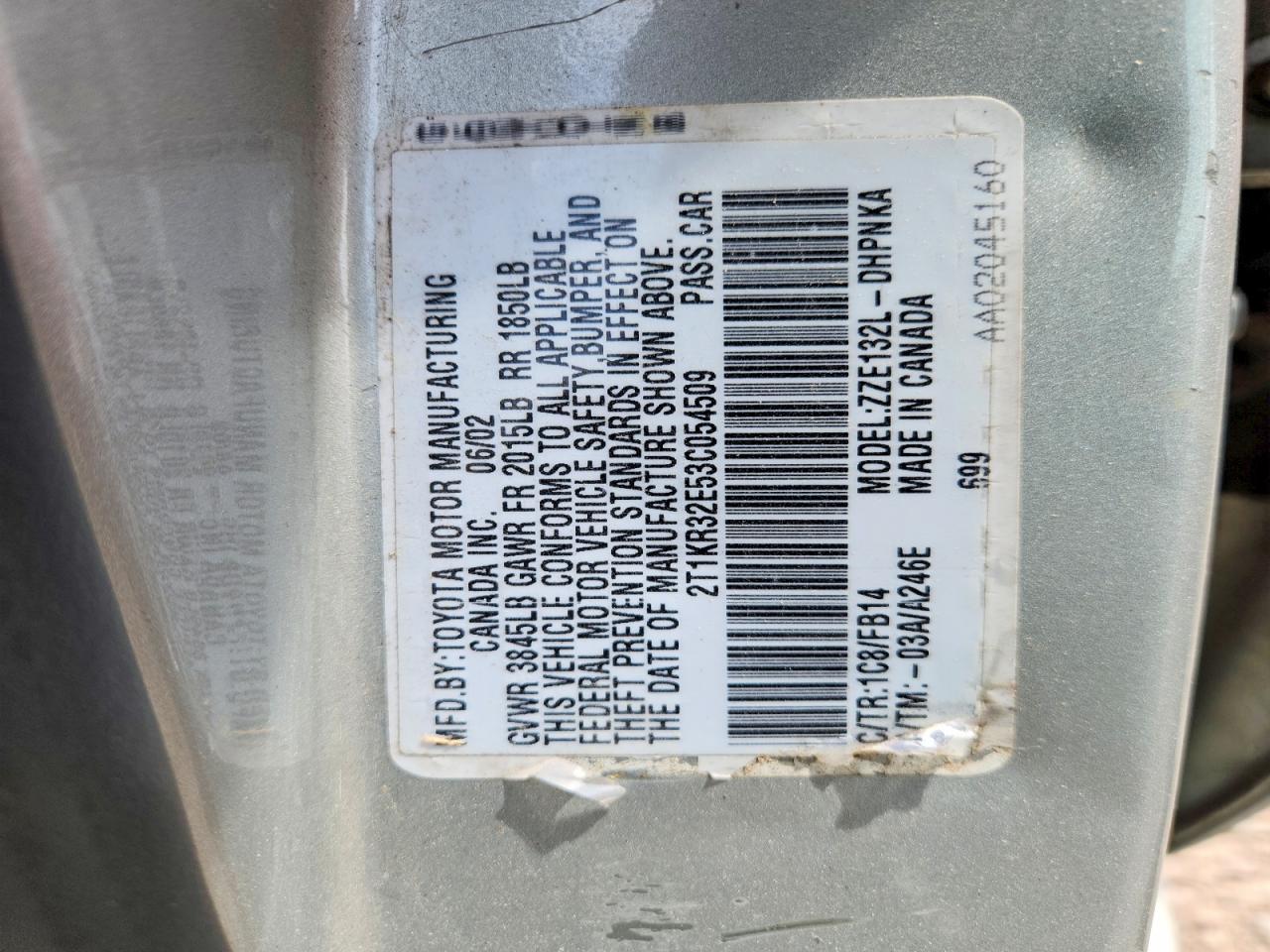 2003 TOYOTA COROLLA