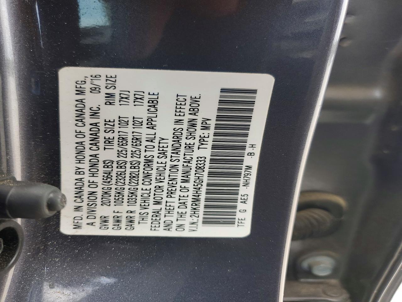 2016 HONDA CRV