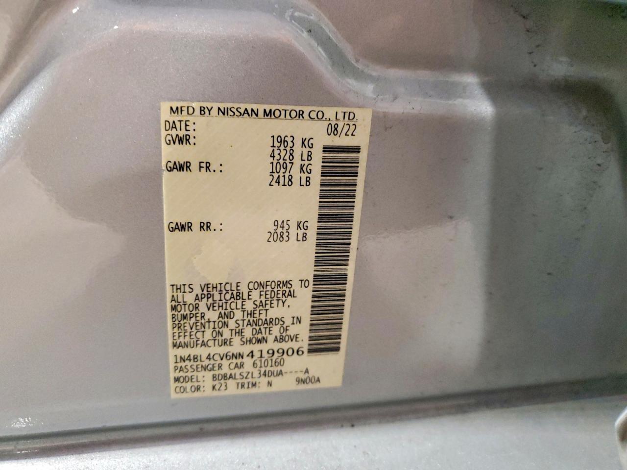 2022 NISSAN ALTIMA