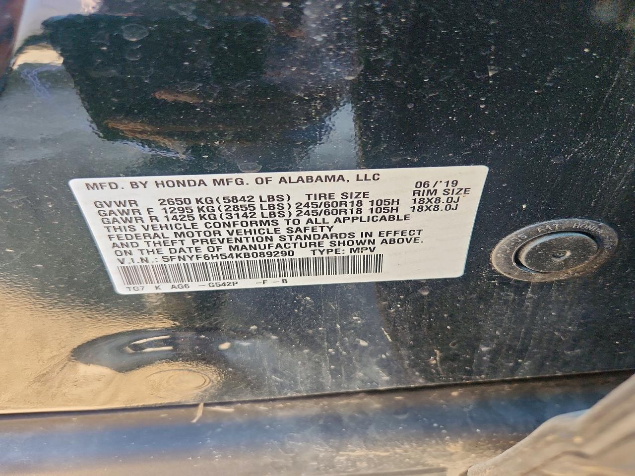 2019 HONDA PILOT