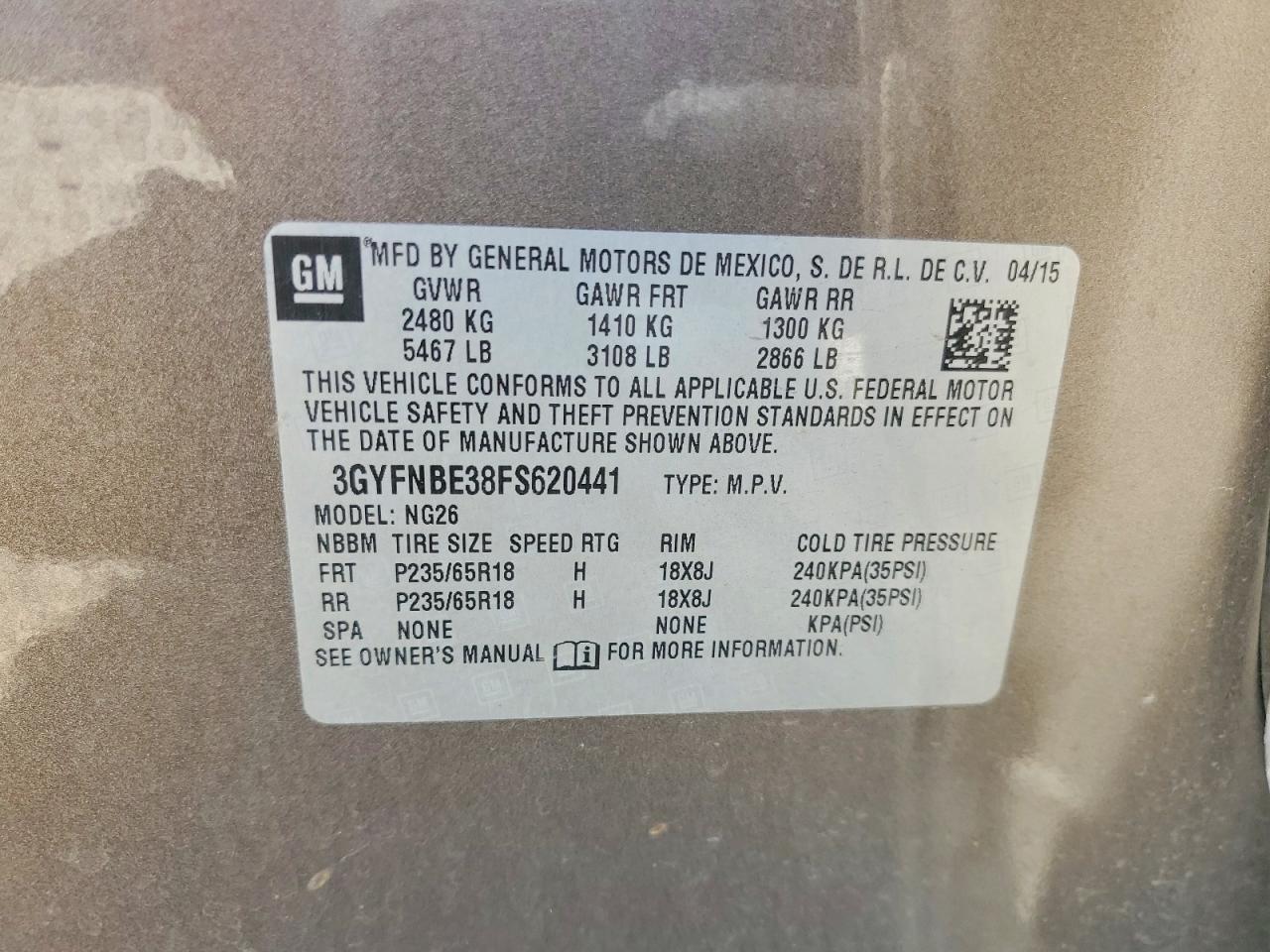 2015 CADILLAC SRX