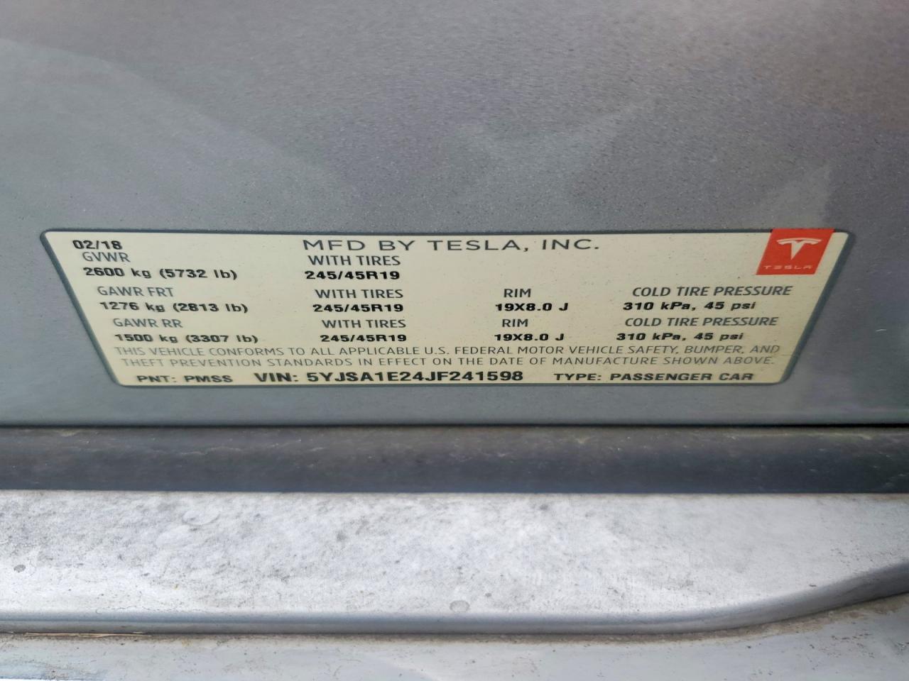 2018 TESLA MODEL S