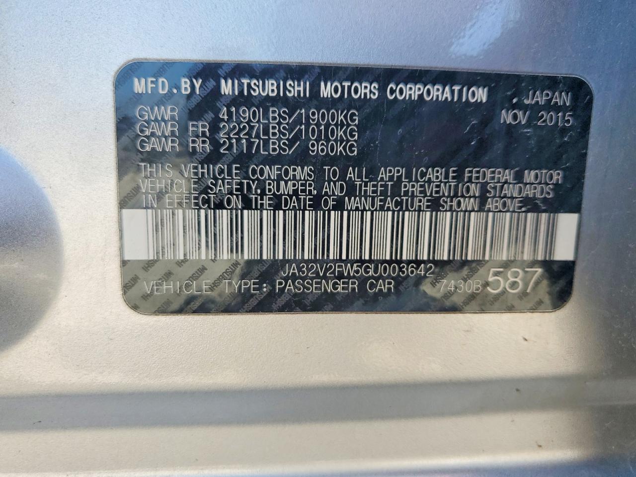 2016 MITSUBISHI LANCER
