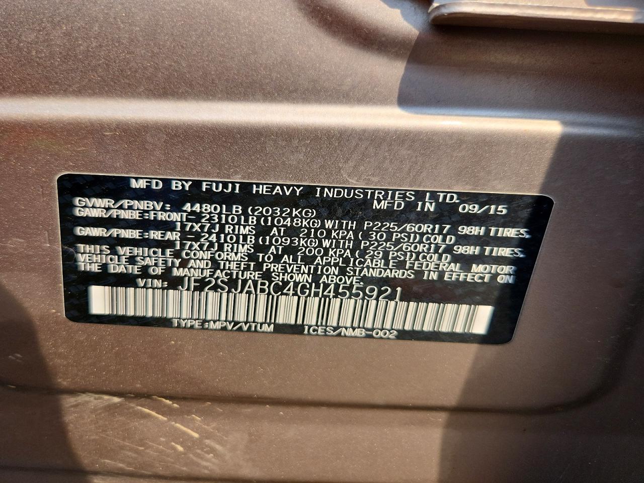 2016 SUBARU FORESTER