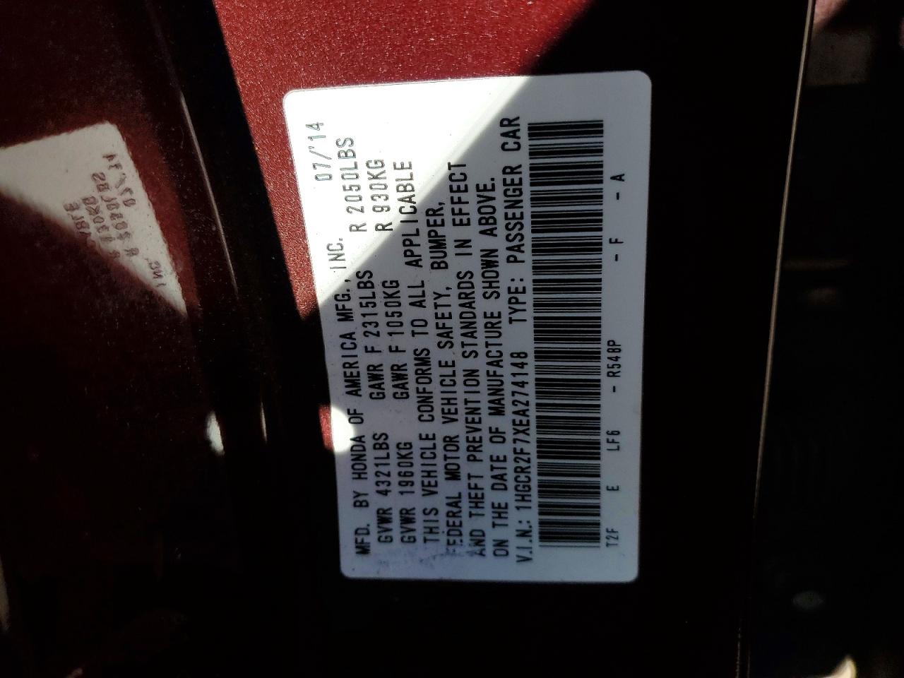 2014 HONDA ACCORD