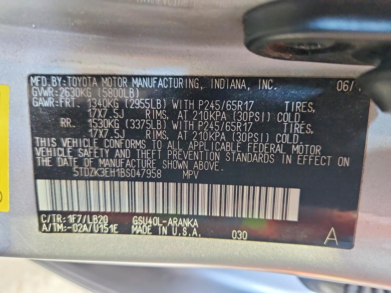 2011 TOYOTA HIGHLANDER