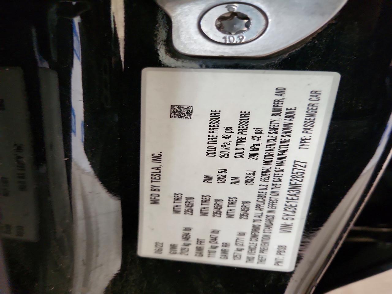 2022 TESLA MODEL 3