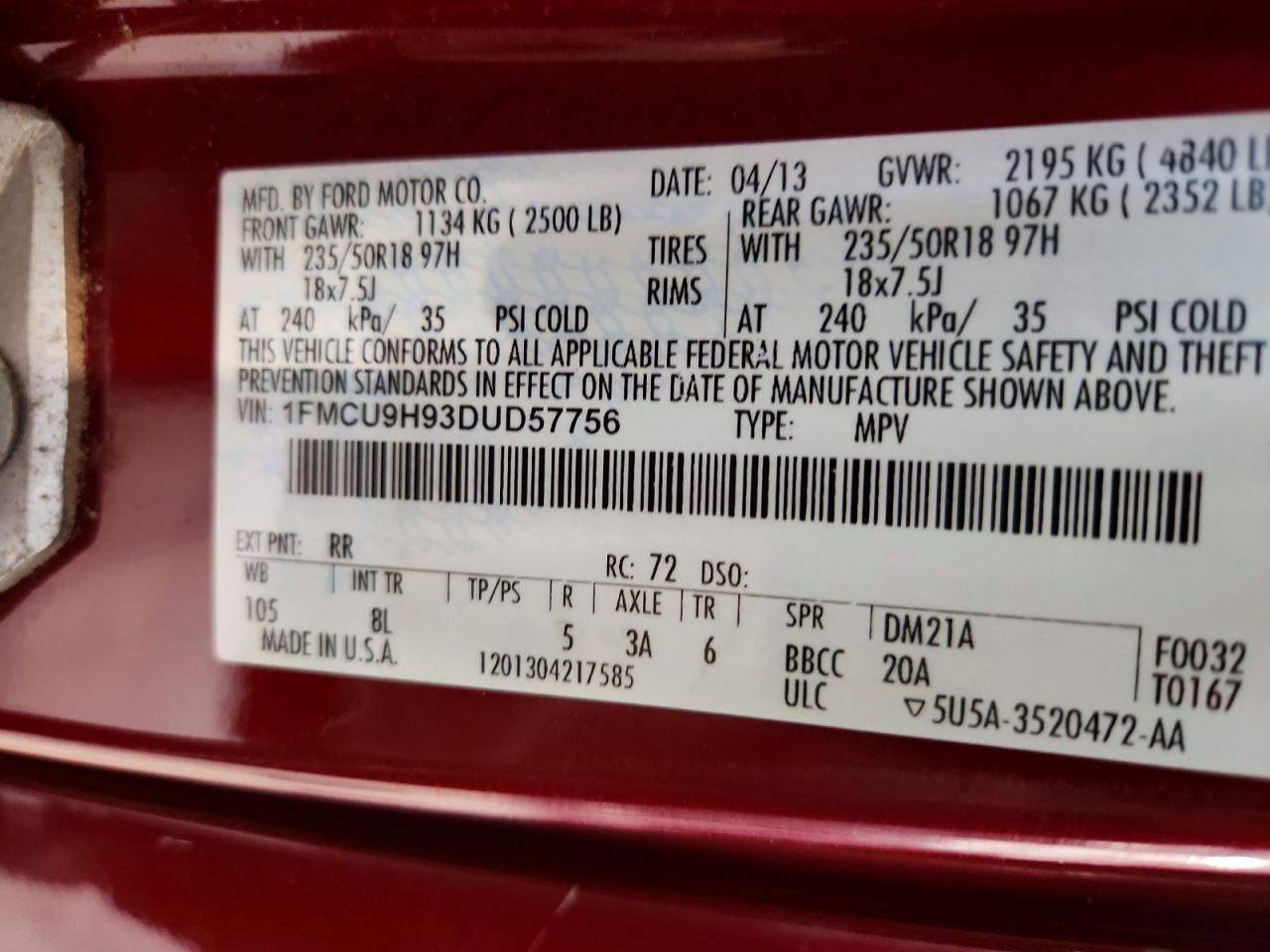 2013 FORD ESCAPE