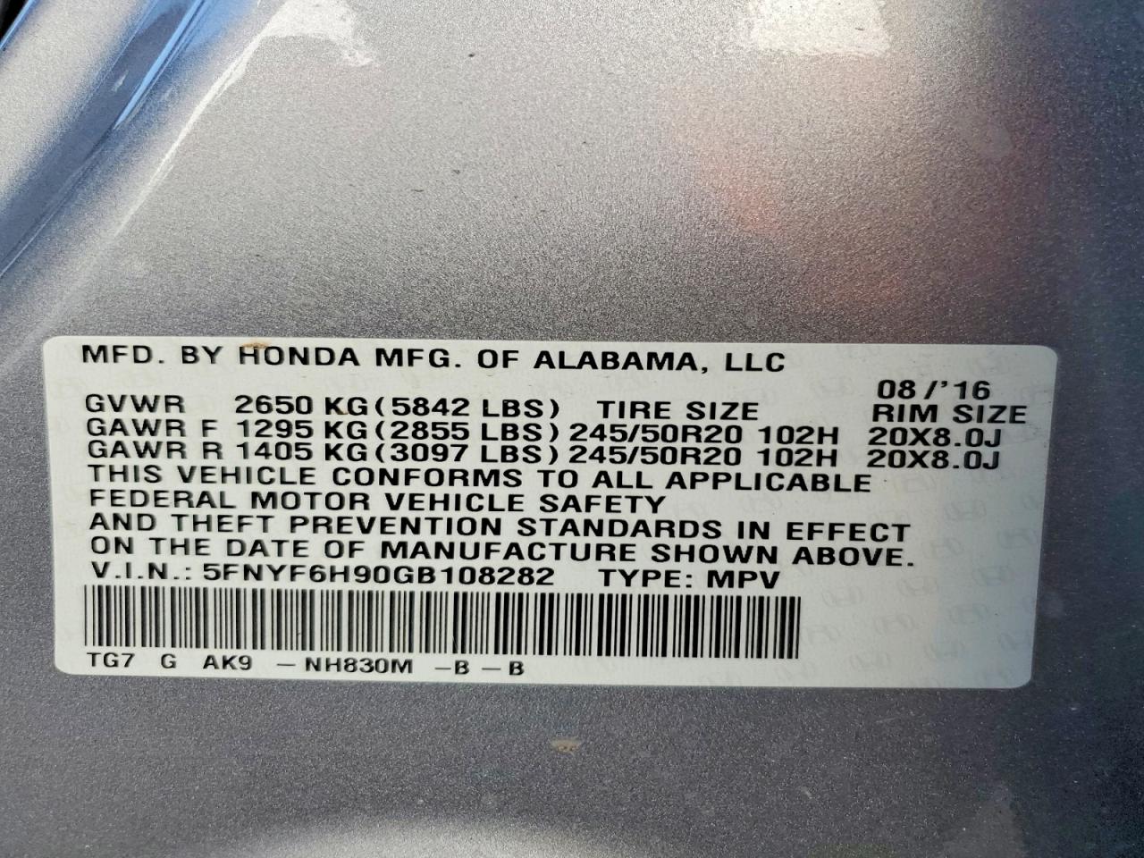 2016 HONDA PILOT