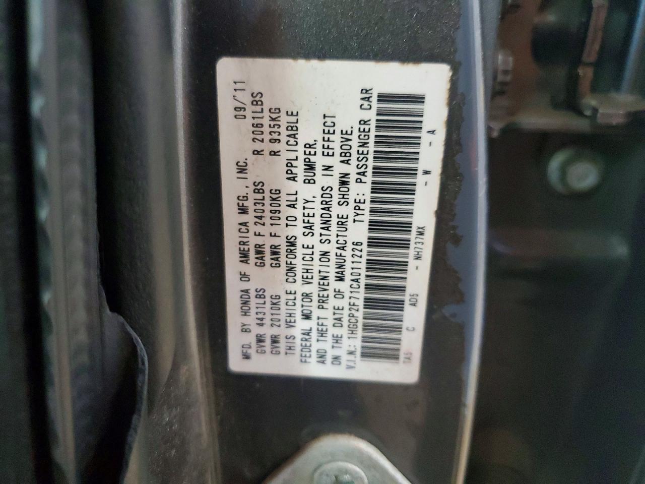 2012 HONDA ACCORD