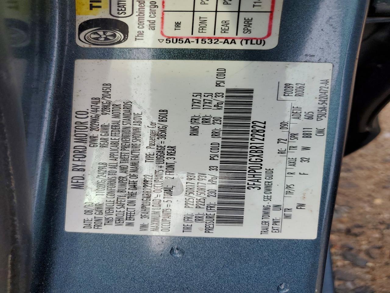 2011 FORD FUSION