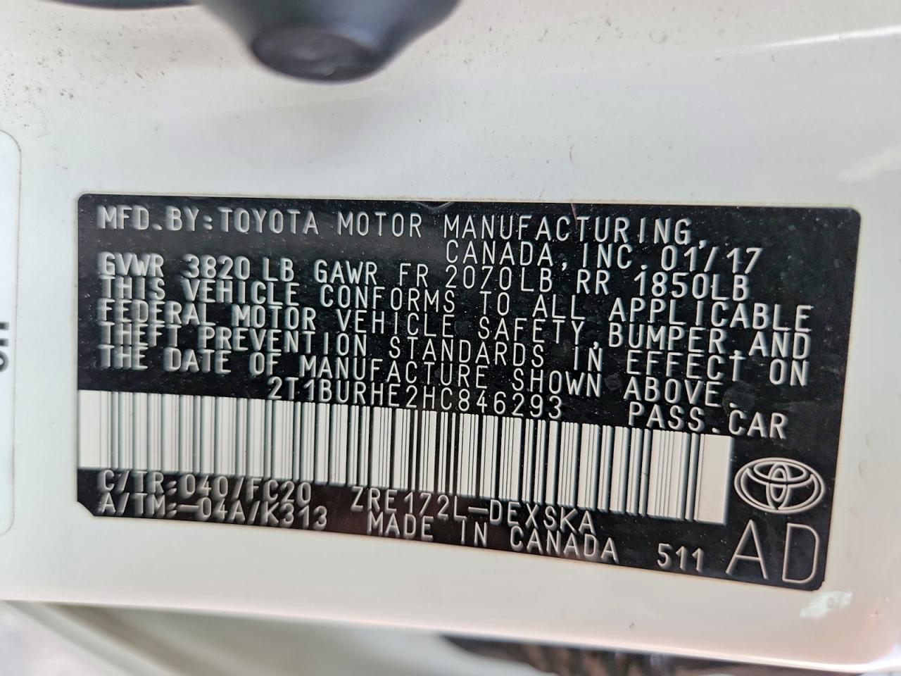2017 TOYOTA COROLLA