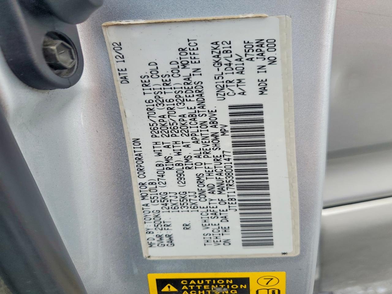 2003 TOYOTA 4RUNNER