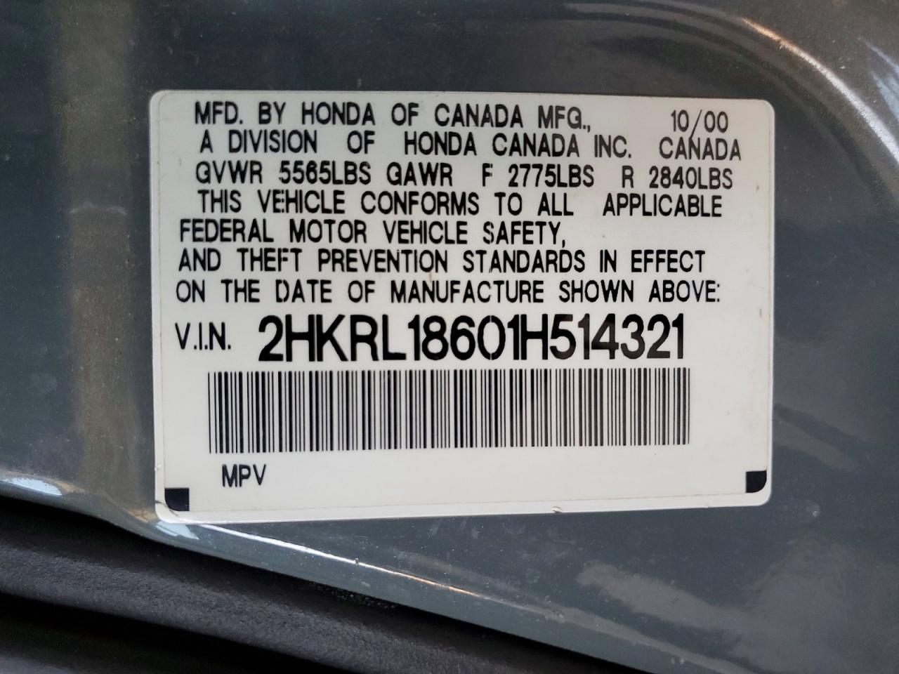 2001 HONDA ODYSSEY