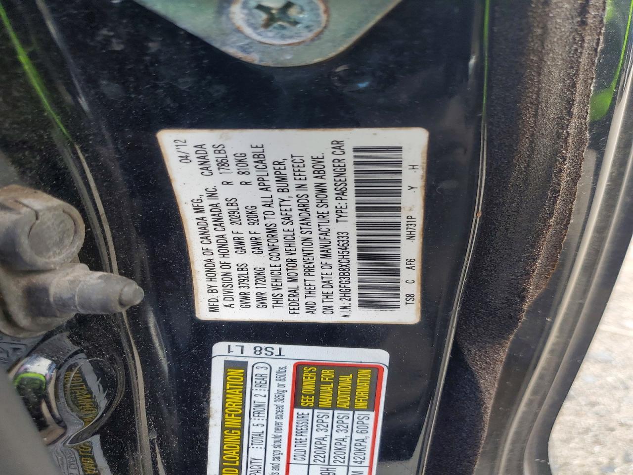 2012 HONDA CIVIC