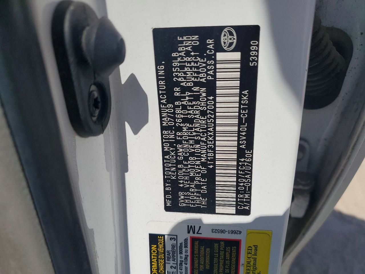 2010 TOYOTA CAMRY