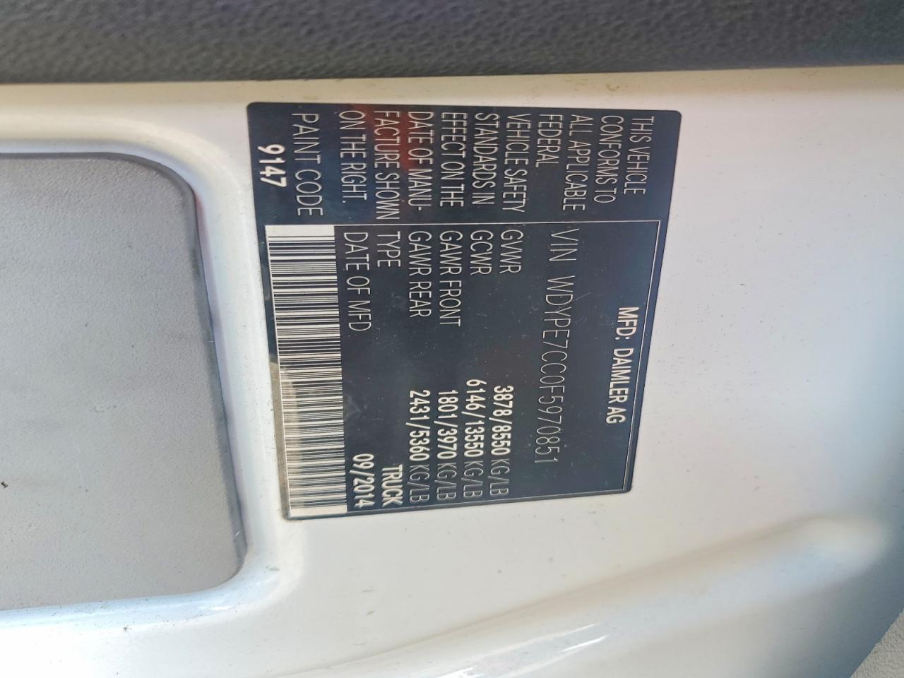 2015 FREIGHTLINER SPRINTER