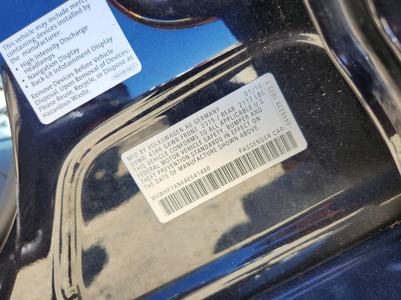 2010 VOLKSWAGEN CC
