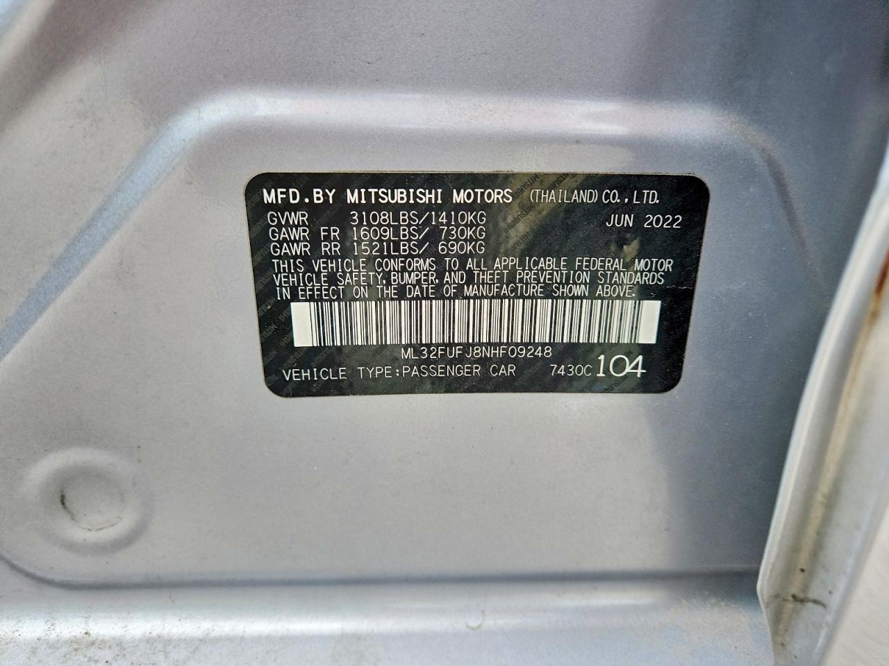 2022 MITSUBISHI MIRAGE
