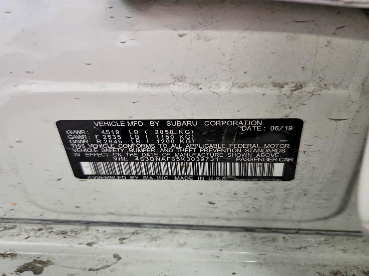 2019 SUBARU LEGACY