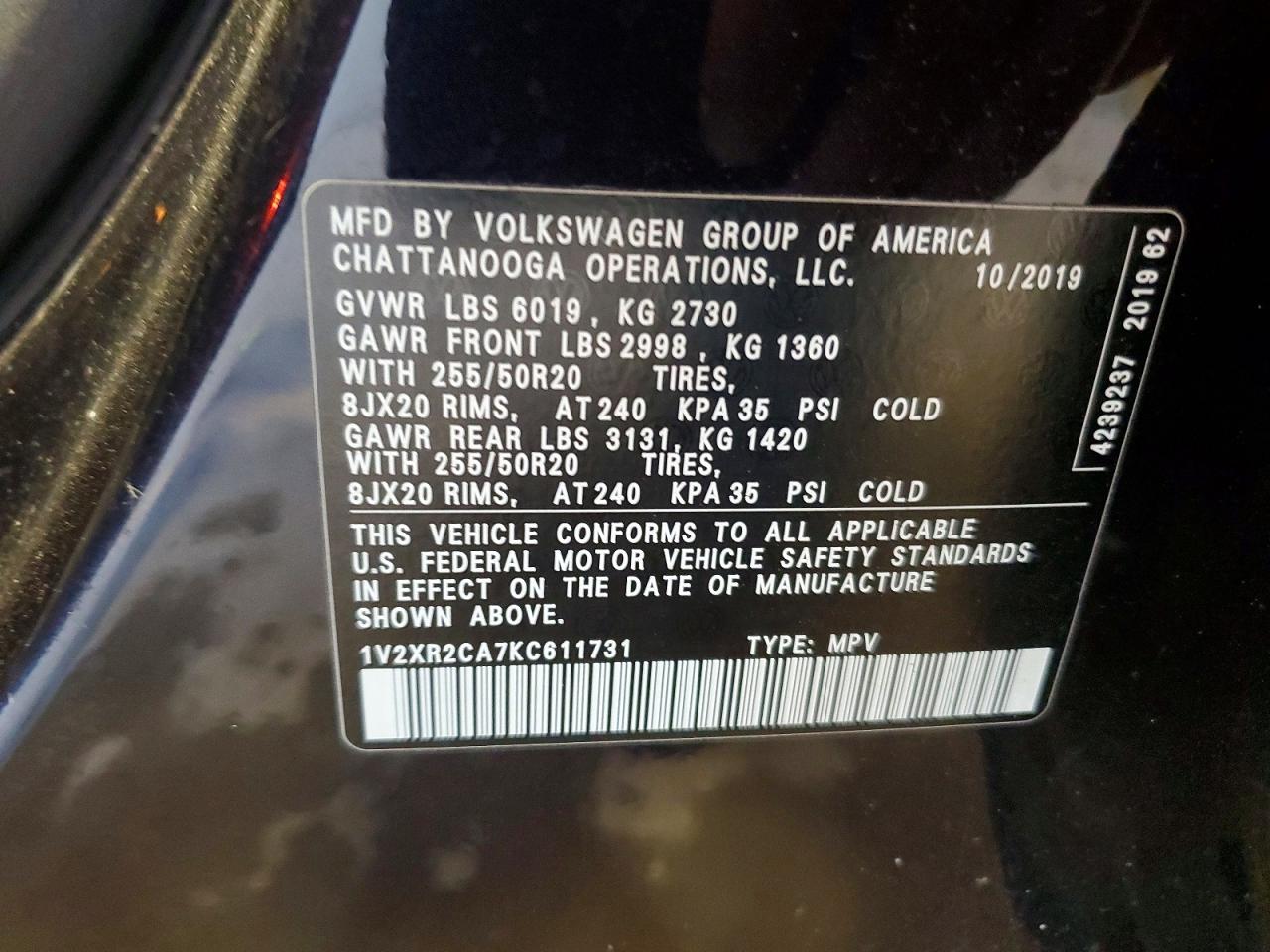 2019 VOLKSWAGEN ATLAS