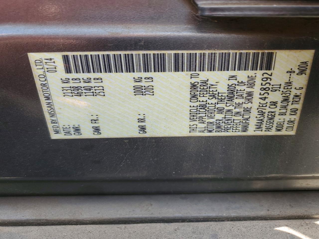2014 NISSAN MAXIMA