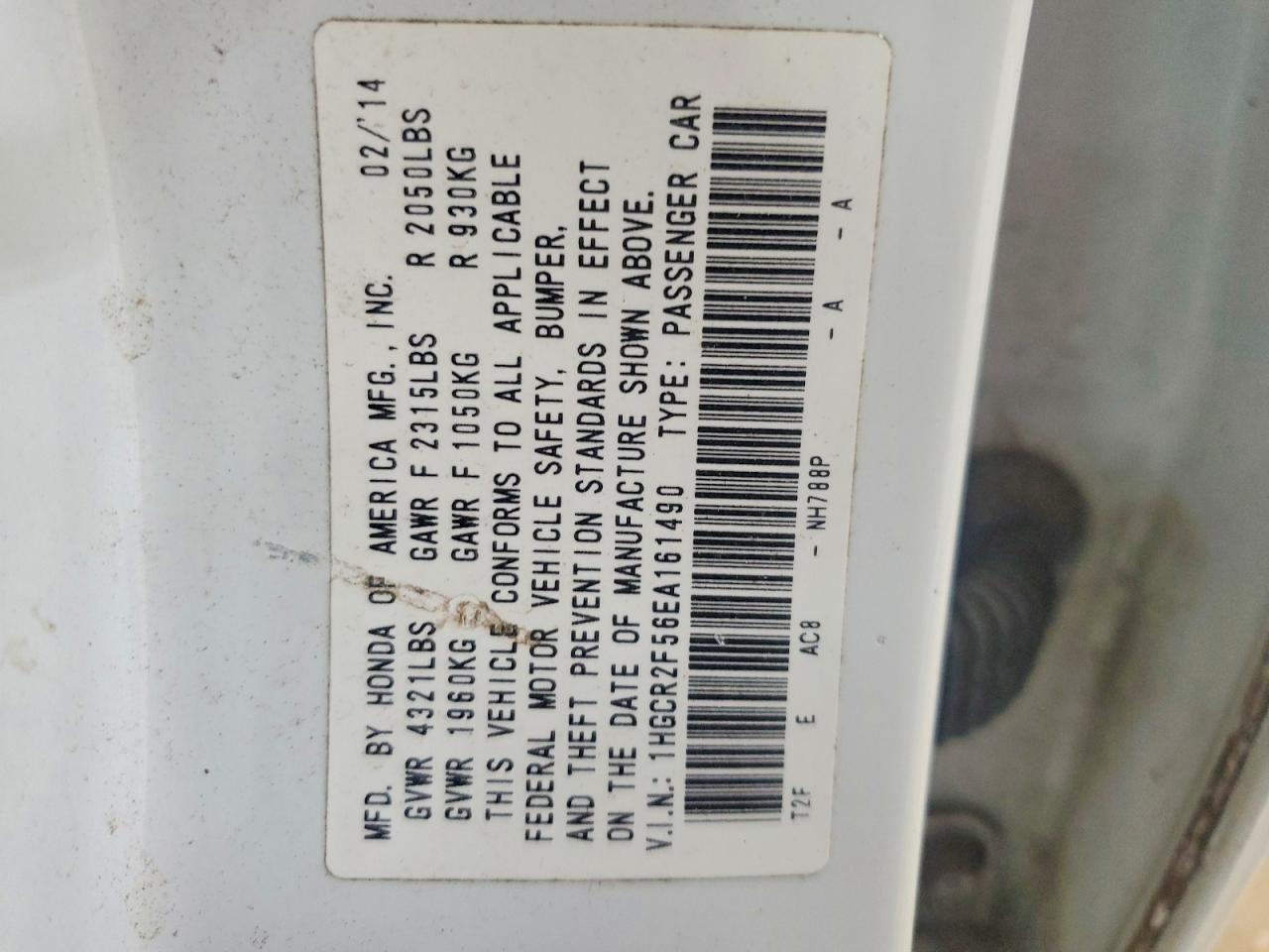 2014 HONDA ACCORD