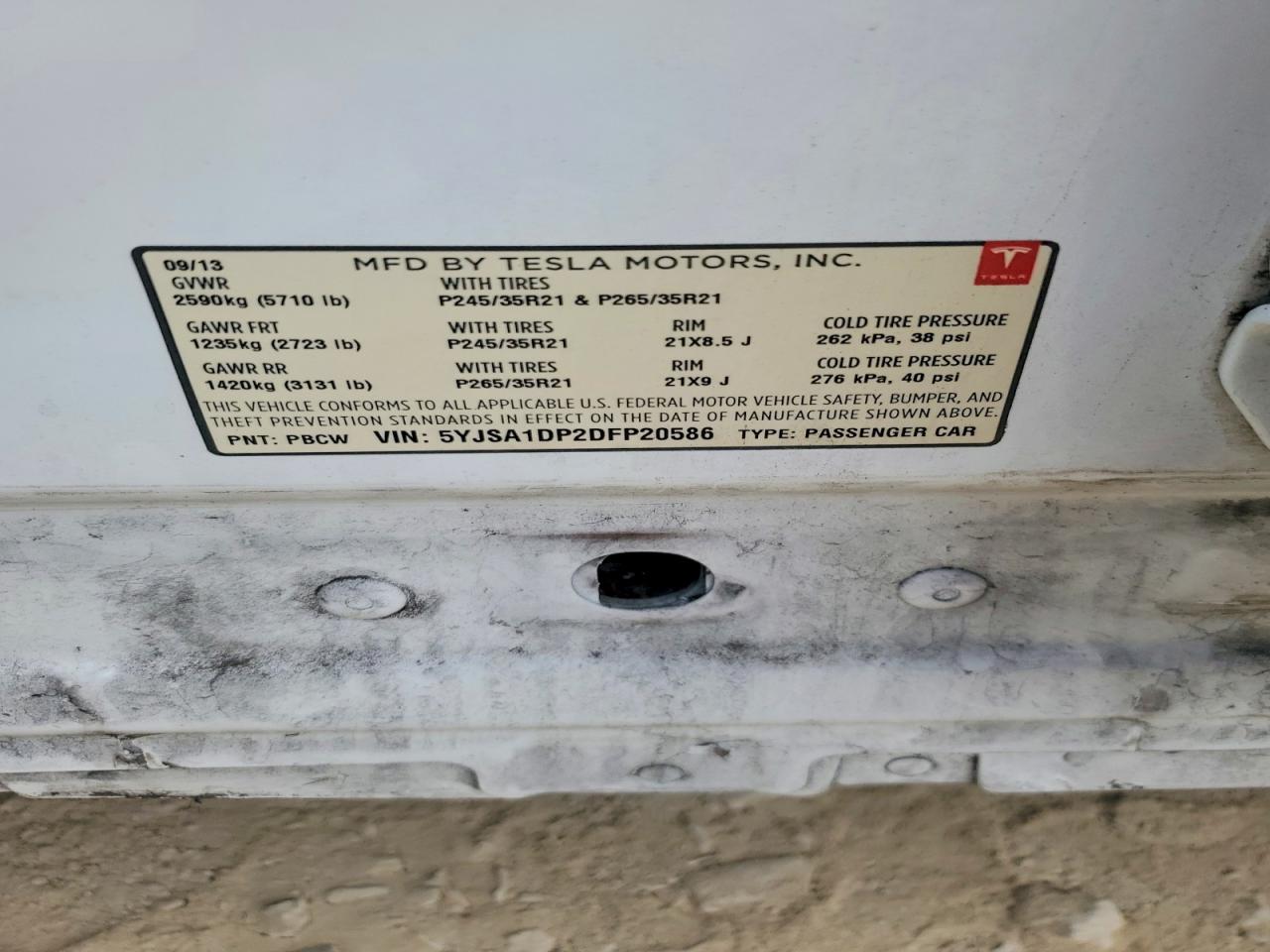 2013 TESLA MODEL S