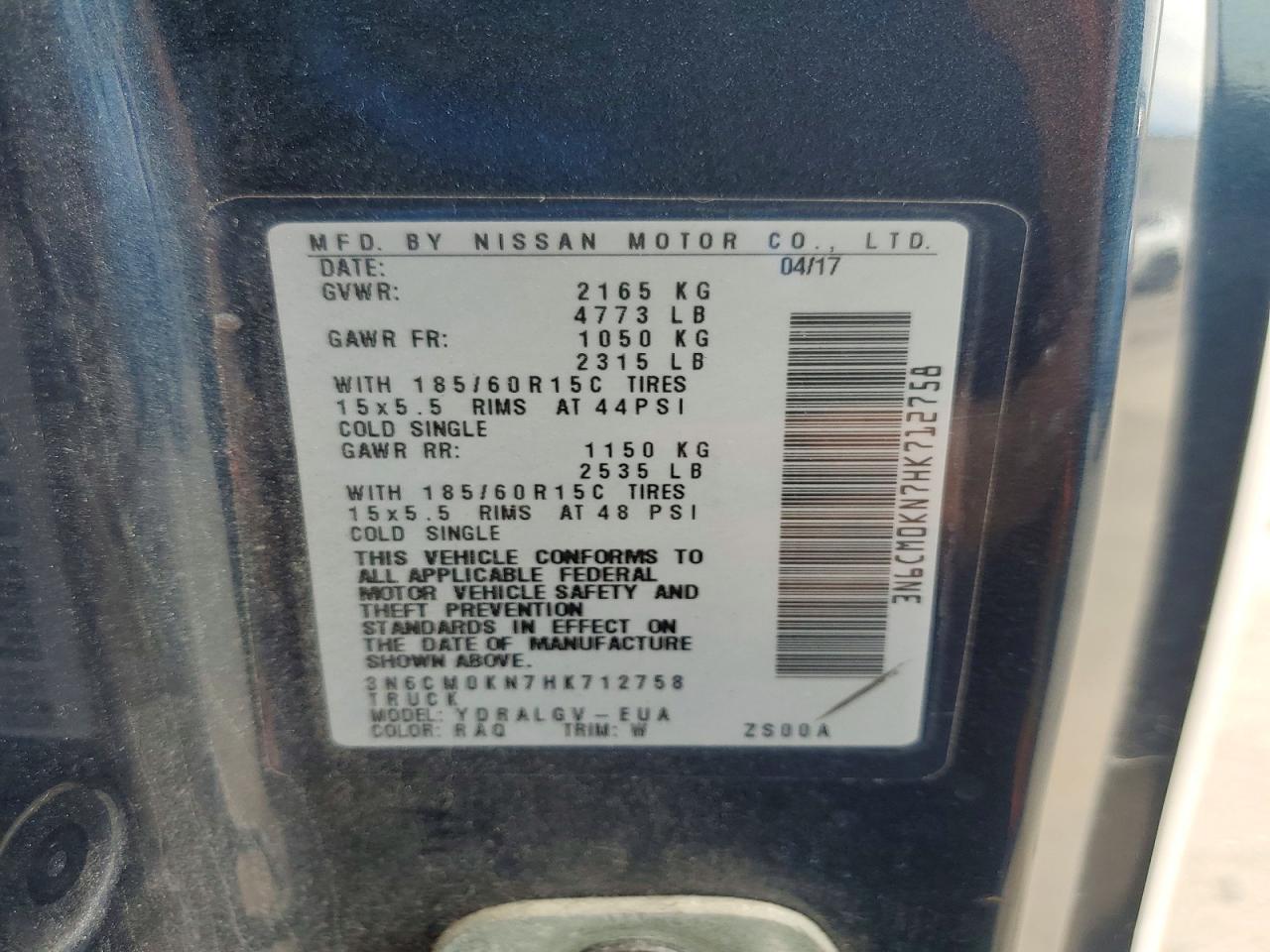 2017 NISSAN NV