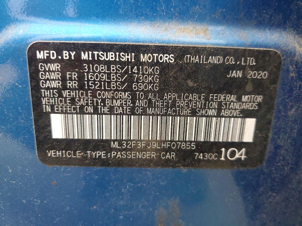 2020 MITSUBISHI MIRAGE