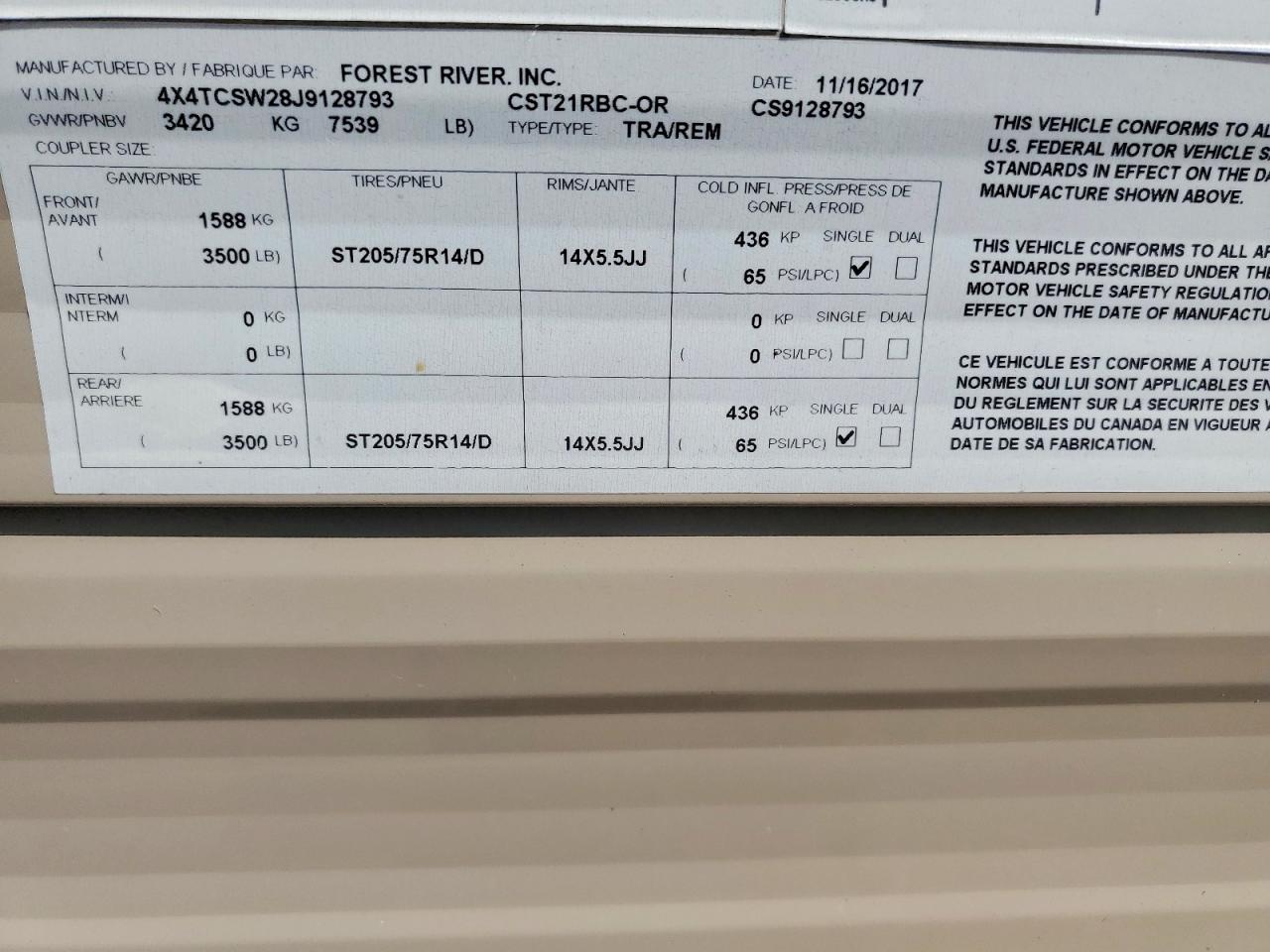 2018 FRRV TRAILER