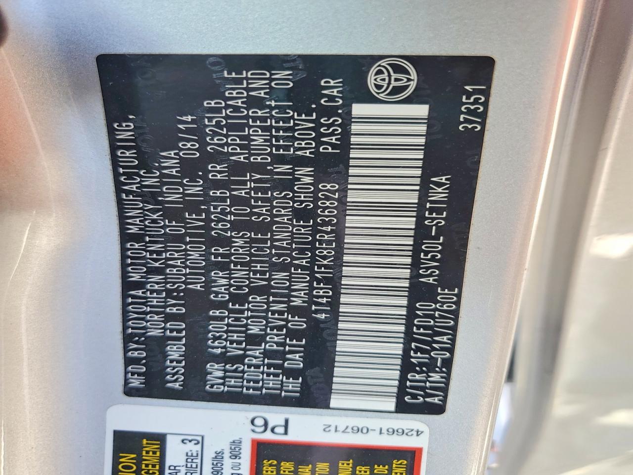 2014 TOYOTA CAMRY