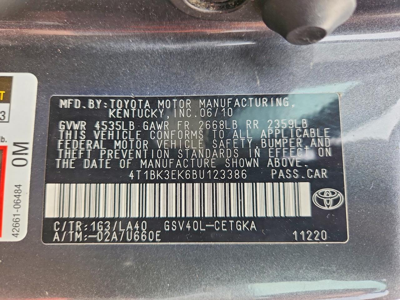 2011 TOYOTA CAMRY