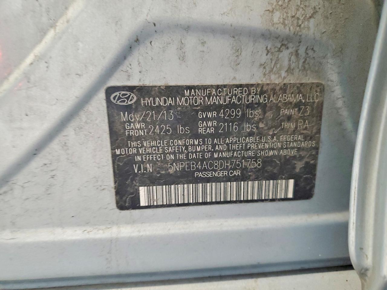 2013 HYUNDAI SONATA