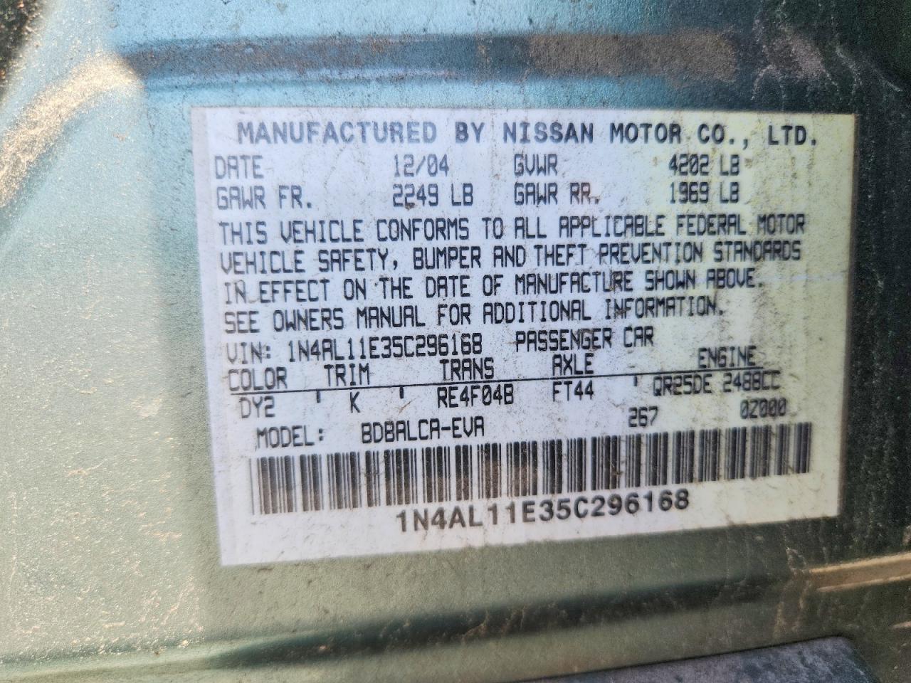 2005 NISSAN ALTIMA