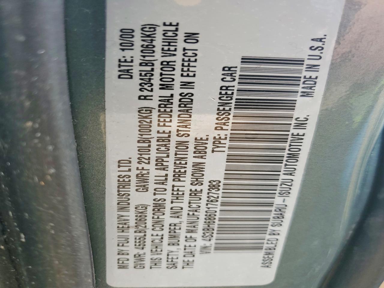 2001 SUBARU LEGACY