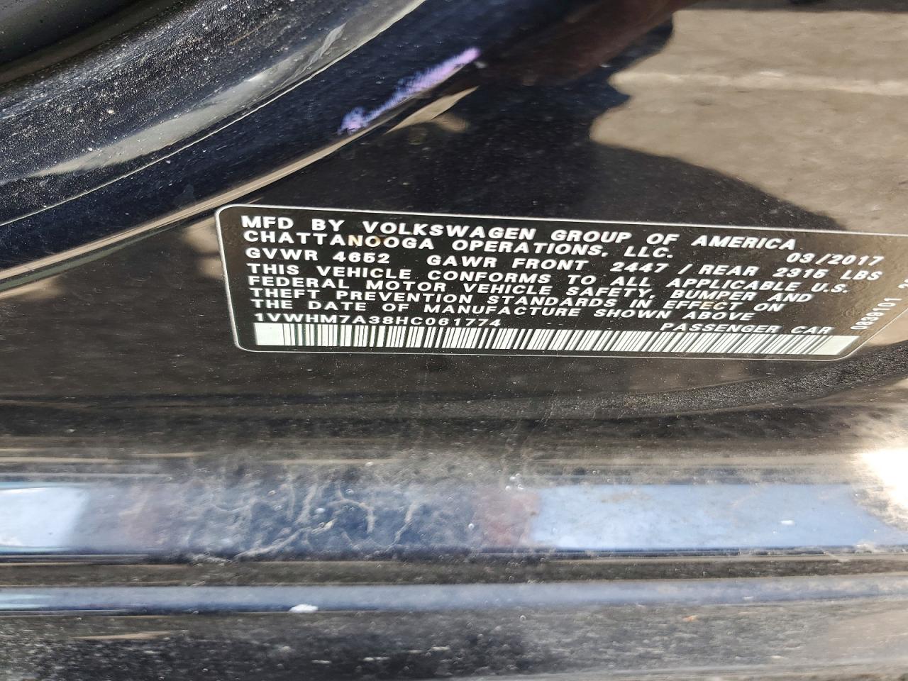 2017 VOLKSWAGEN PASSAT