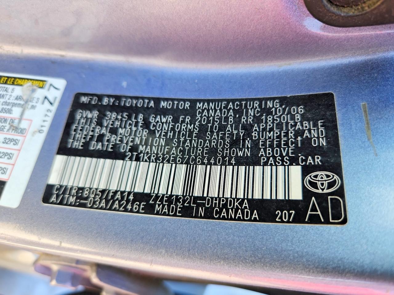 2007 TOYOTA COROLLA